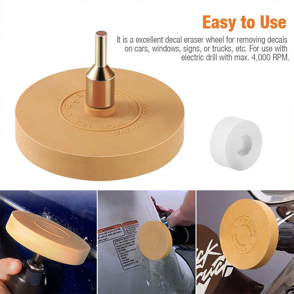 3.5inch Rubber Car Eraser Wheel For Adhesive Sticker Pinstripe Decal Graphic Remover Adhesive Remover Wheel With Pad & Adapter