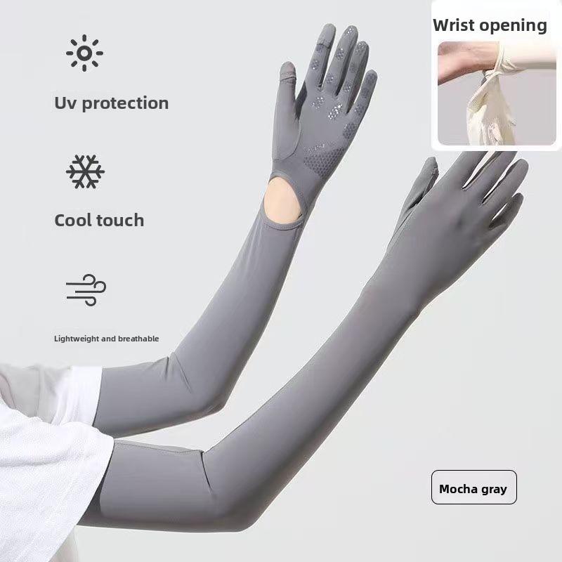 Women Summer Ice Silk Thin Gloves Anti UV Sun Shield Elastic Arm Cover For Driving Cycling Sports Outdoor Wear Gloves