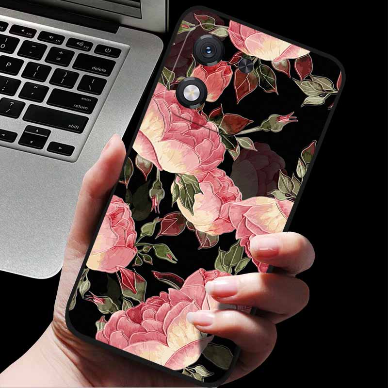 For Honor X70i 5G ABR-AN00 3D Relief Flower Emboss Soft Silicone Back Cover For Honor X70i X70i 5G Relief Emboss Case Honor X70i