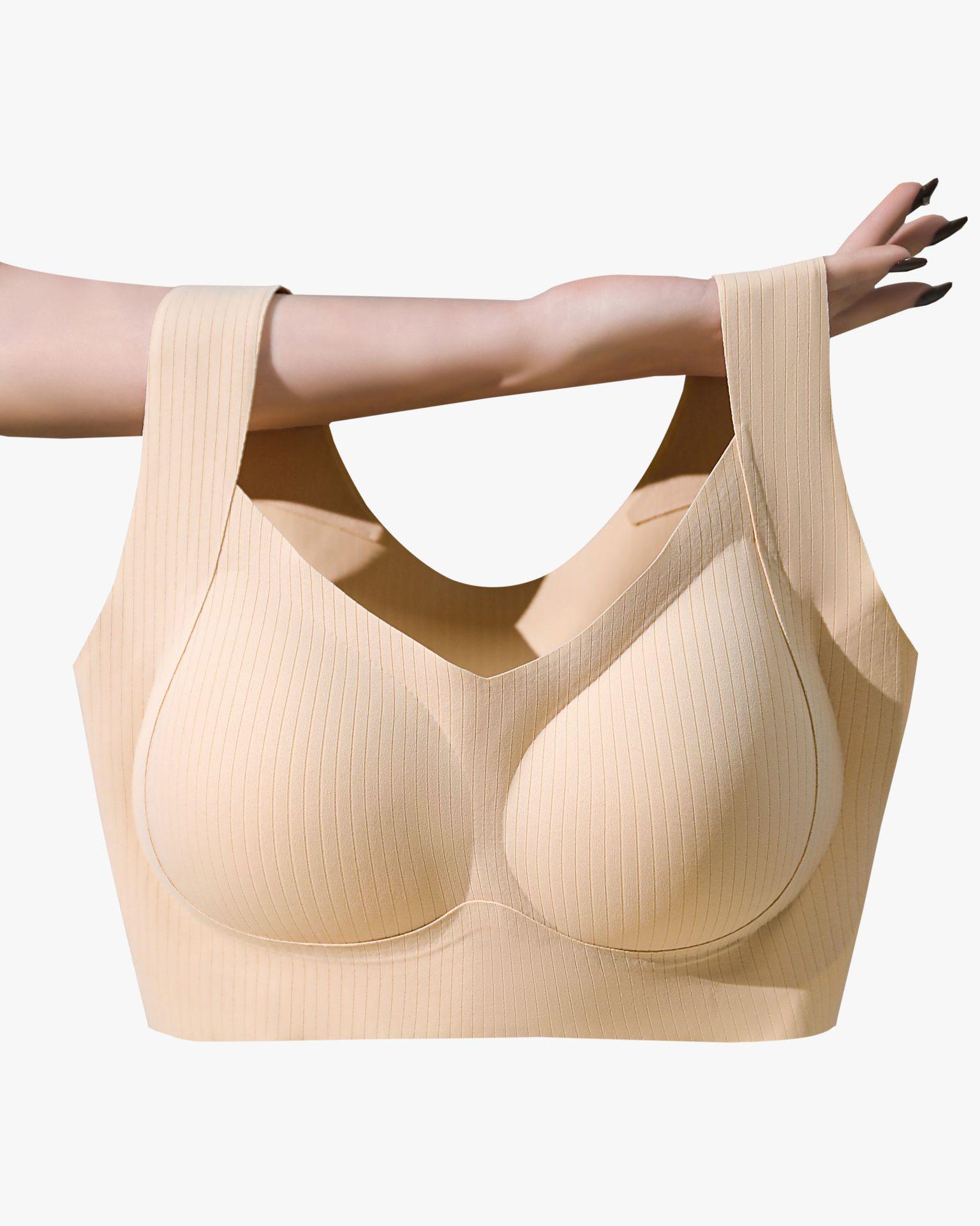

Seamless Wireless Anti-Gravity Bra for Women - Soft Support for Large Bust, Minimizes Appearance, Plus Size, No Shift. M слонова кістка