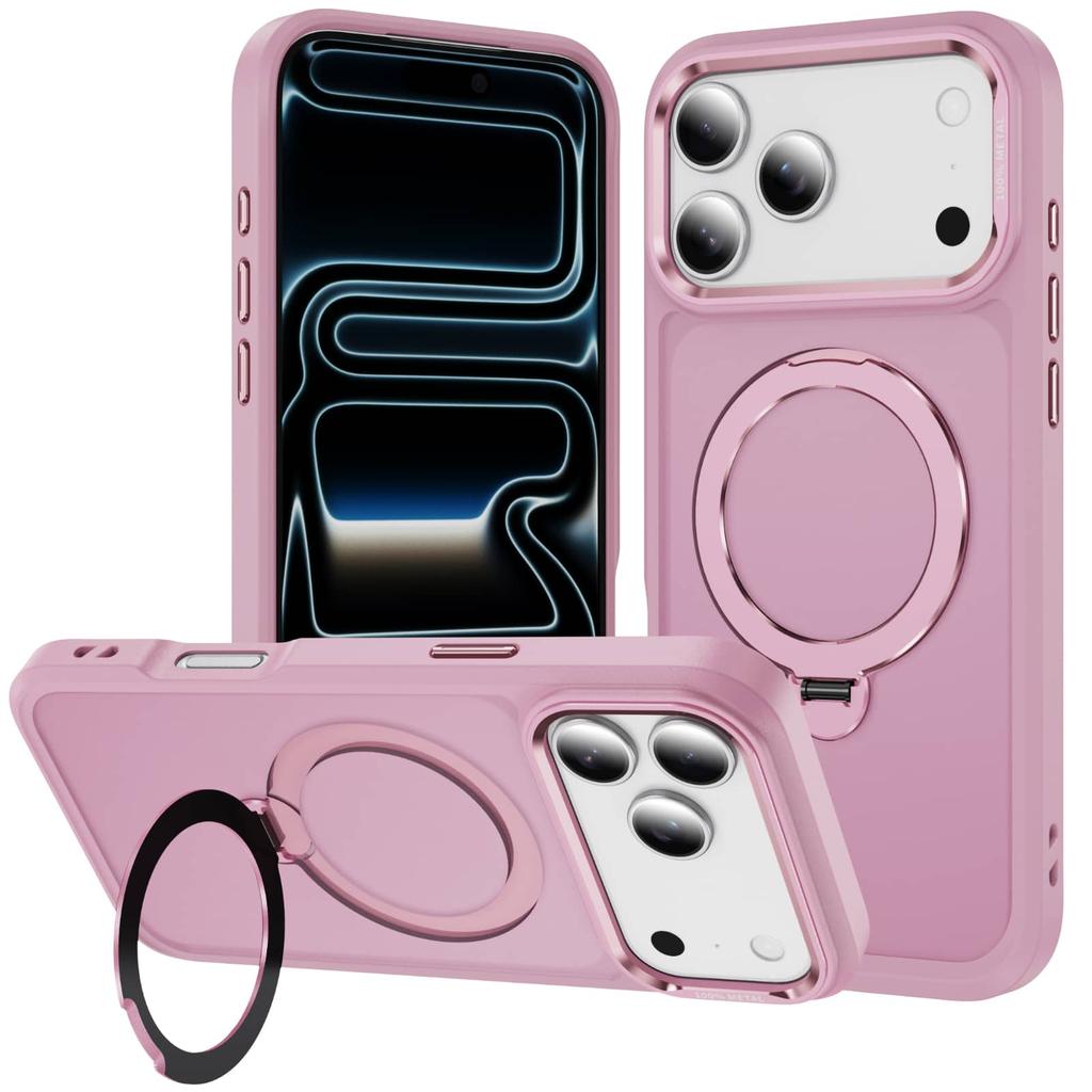 Magnetic Case for iPhone 17/16/15/14/13 Pro Max 12 with 360 Rotatable Ring Stand, Compatible with Magnetic Car Mount, Kickstand