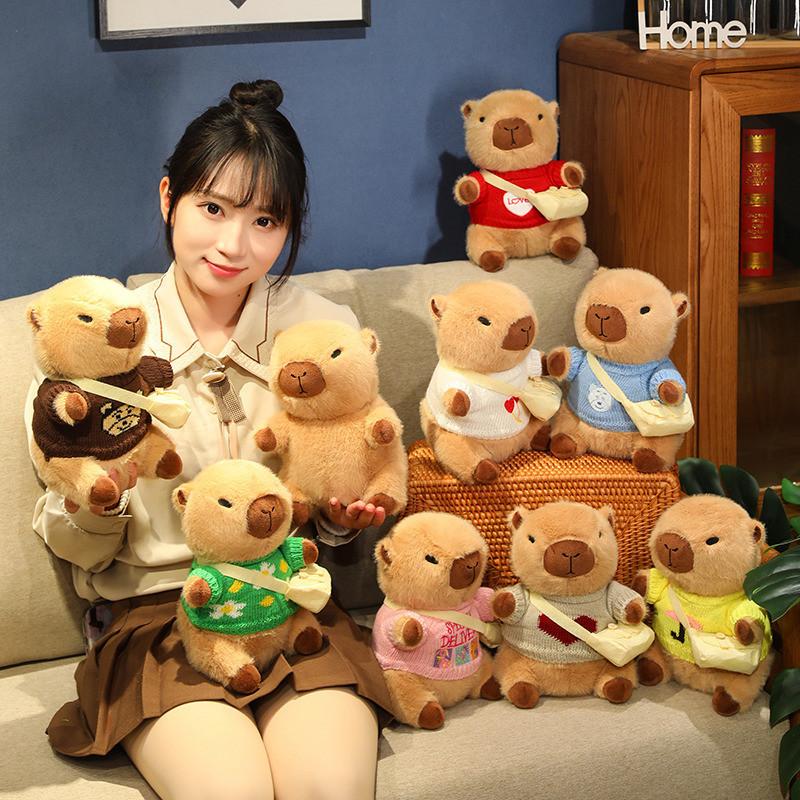 Adorable Capybara Plush Toy With Love Heart Sweater For Kids Birthday Gifts