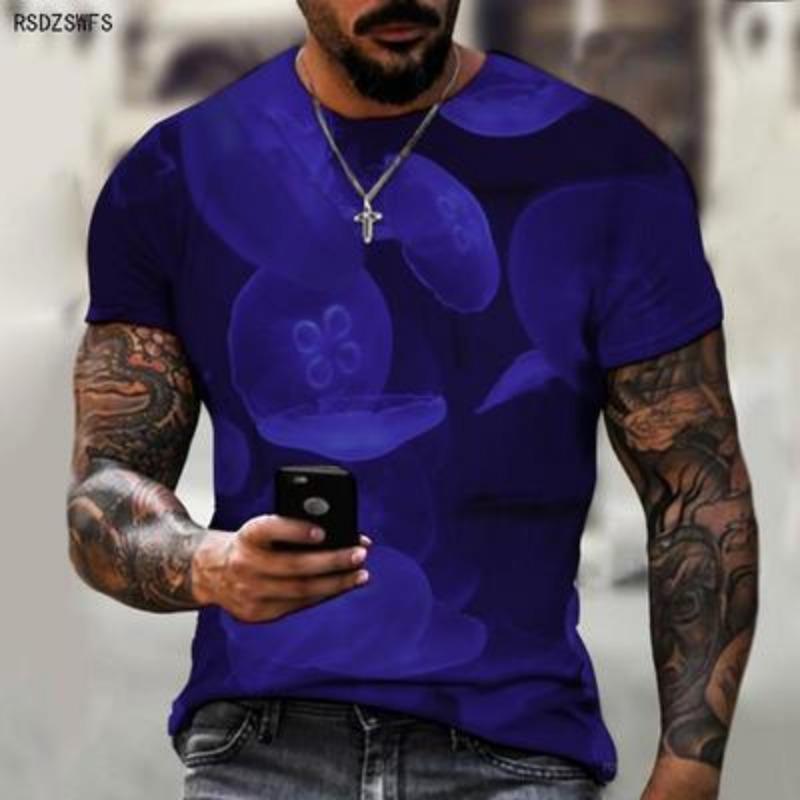 Herr 3D-tryckt kortärmad T-shirt Casual Sportmode Sommar Utomhus T-shirt