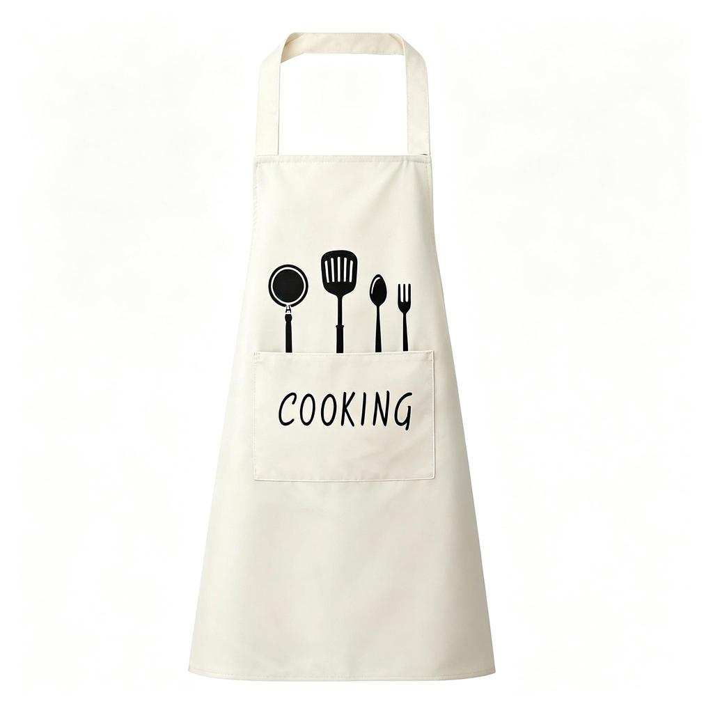 Unisex Printed Cooking Apron, Polyester Lightweight Work Apron with Big Pocket for Home Kitchen Restaurant Bakery