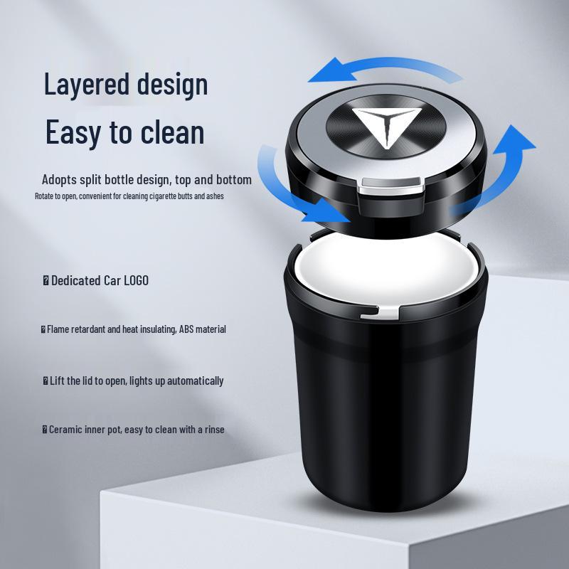 Creative Illuminated Car Ashtray with Premium Ceramic Liner for Deep Blue L07/SL03/S05/S07/S09