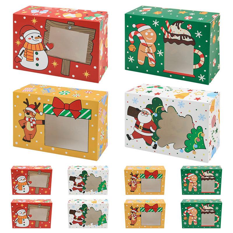 Christmas Candy Box, White Cardboard Free Folding Pvc Window Cookie Box, Pastry Box, Gift Box.