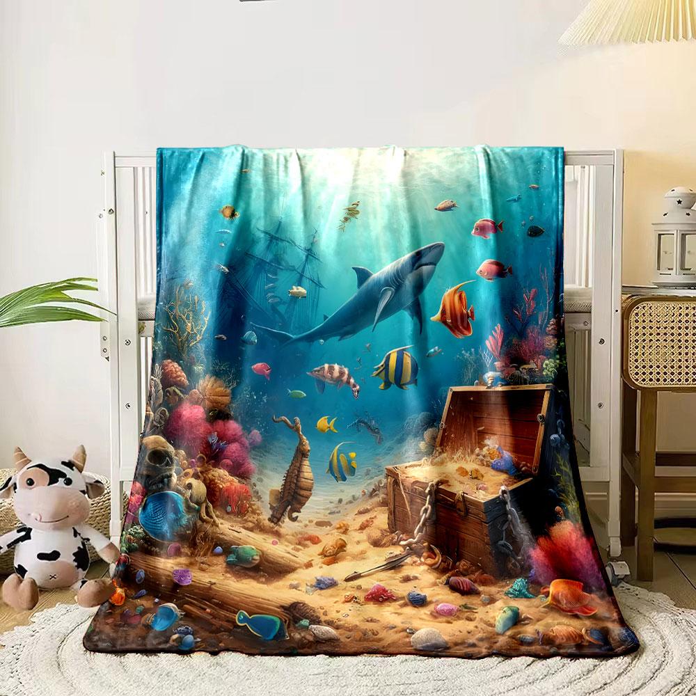 Underwater Treasure Adventure print blanket soft and cozy perfect for the living room bed sofa or a nap,gift