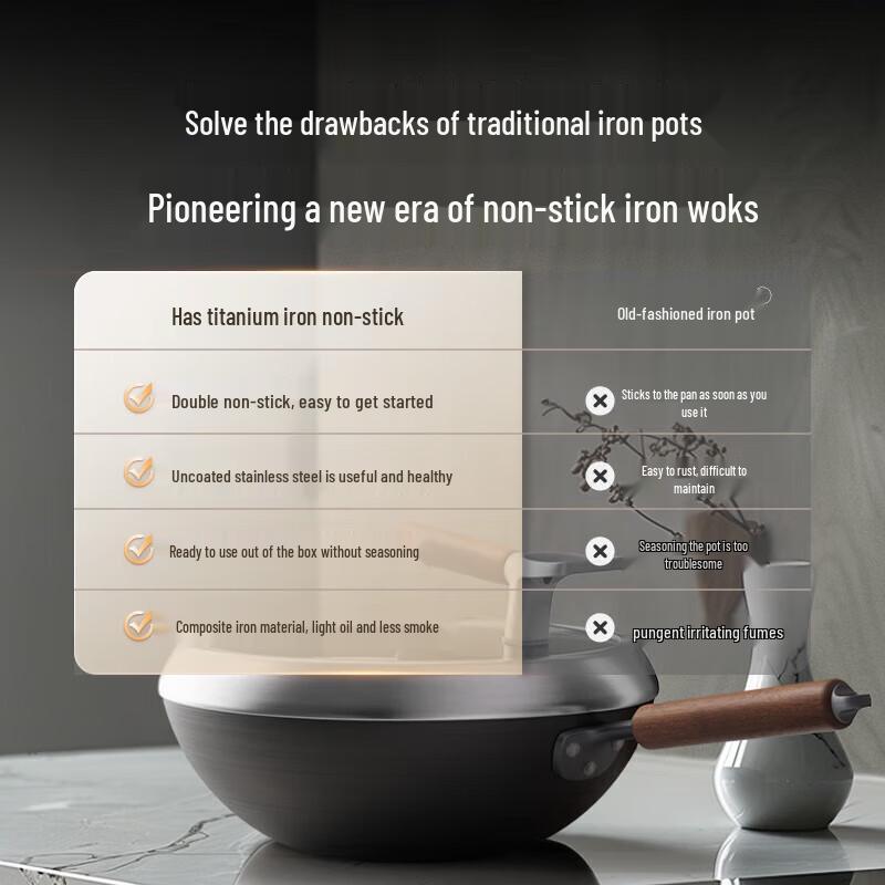 SUPOR 32cm Titanium Iron Non-stick Wok