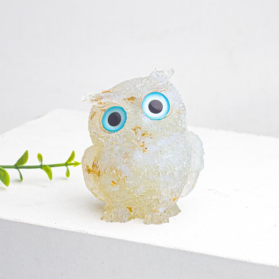 Natural Crystal Owl Car Ornament For Office Desk Decor Gift For Kids