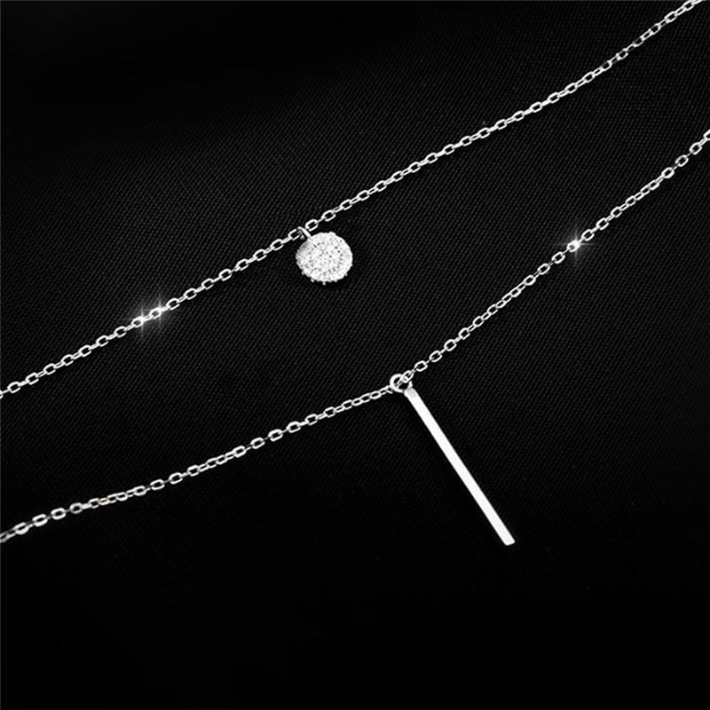 European And American Fashion Geometric Long Strip Circular Double Layer Simple Necklace Collarbone Chain For Women