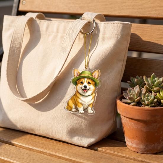 Puppy Ornament Blind Box Cute Puppies Advent Calendar, 24 Days Christmas Countdown Calendar with 2D Corgi Gardening Flat Acrylic Dog Pendants for