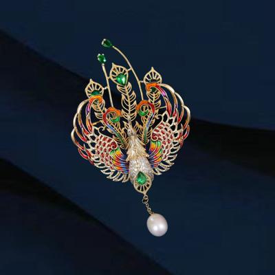 Broche phénix en émail haut de gamme, vêtements pour femmes raffinés et élégants, accessoires pour broches d'animaux de corsage