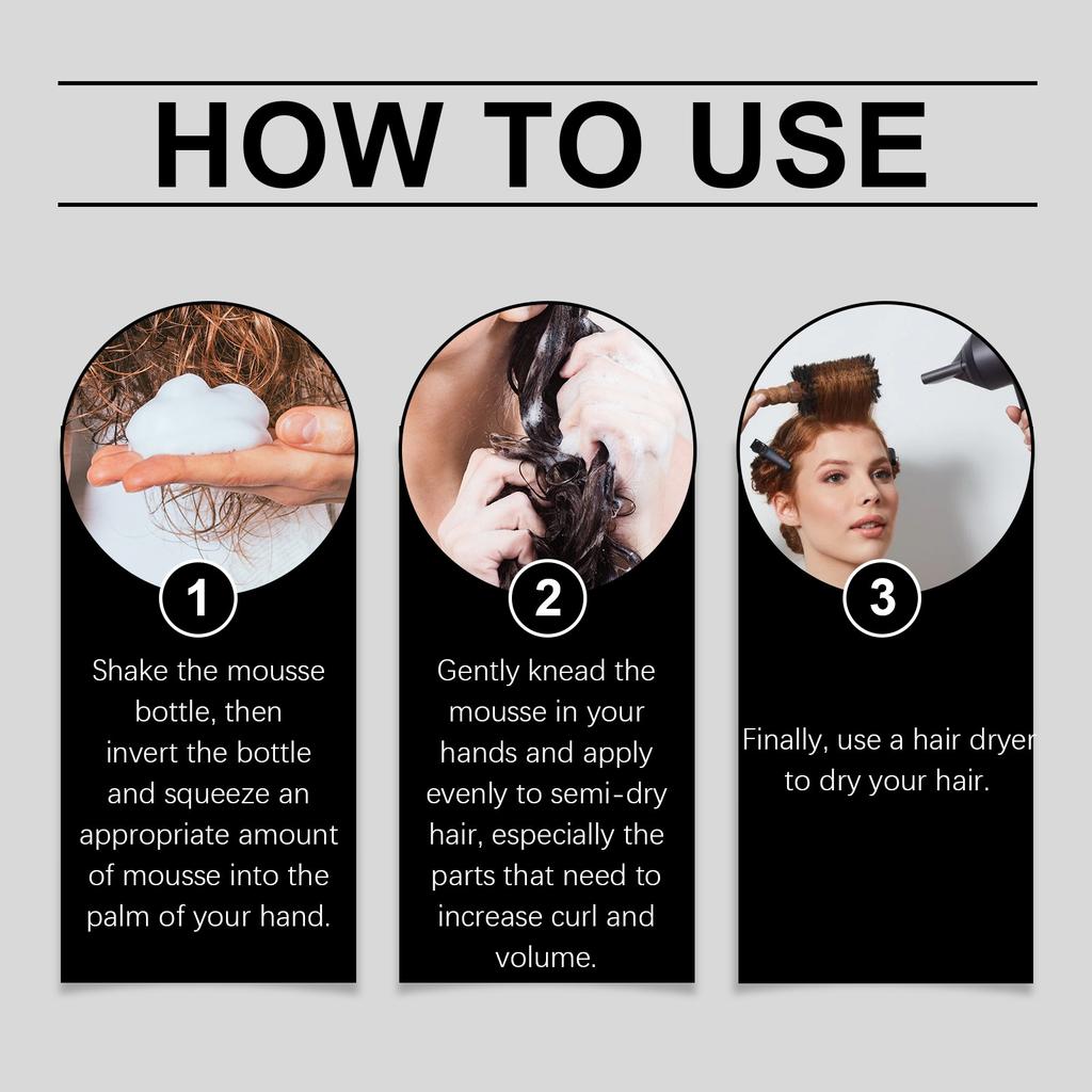 Moussestyling Foam, Lightweight For Curly Hair, Medium To Firm Hold, Adds Texture Andshine, Ready To Use, Paraben Free, 60ML