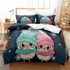 Kawaii Cartoon Owl Duvet Cover Set Full Queen King Size Owl Bedding Set for Girls Boys Brown Owl Cartoon Animal Comforter Cover