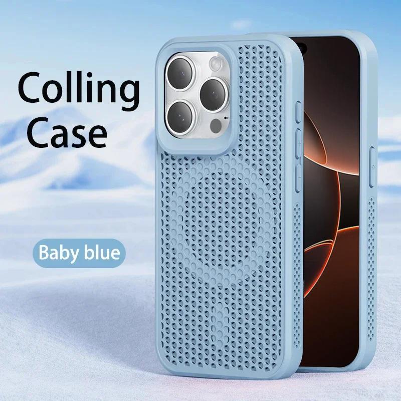 For Magsafe Wireless Charging Phone Case For iPhone 16 14 13 12 11 15 Pro Max 16 Plus Heat Dissipation Breathable Magnetic Cover