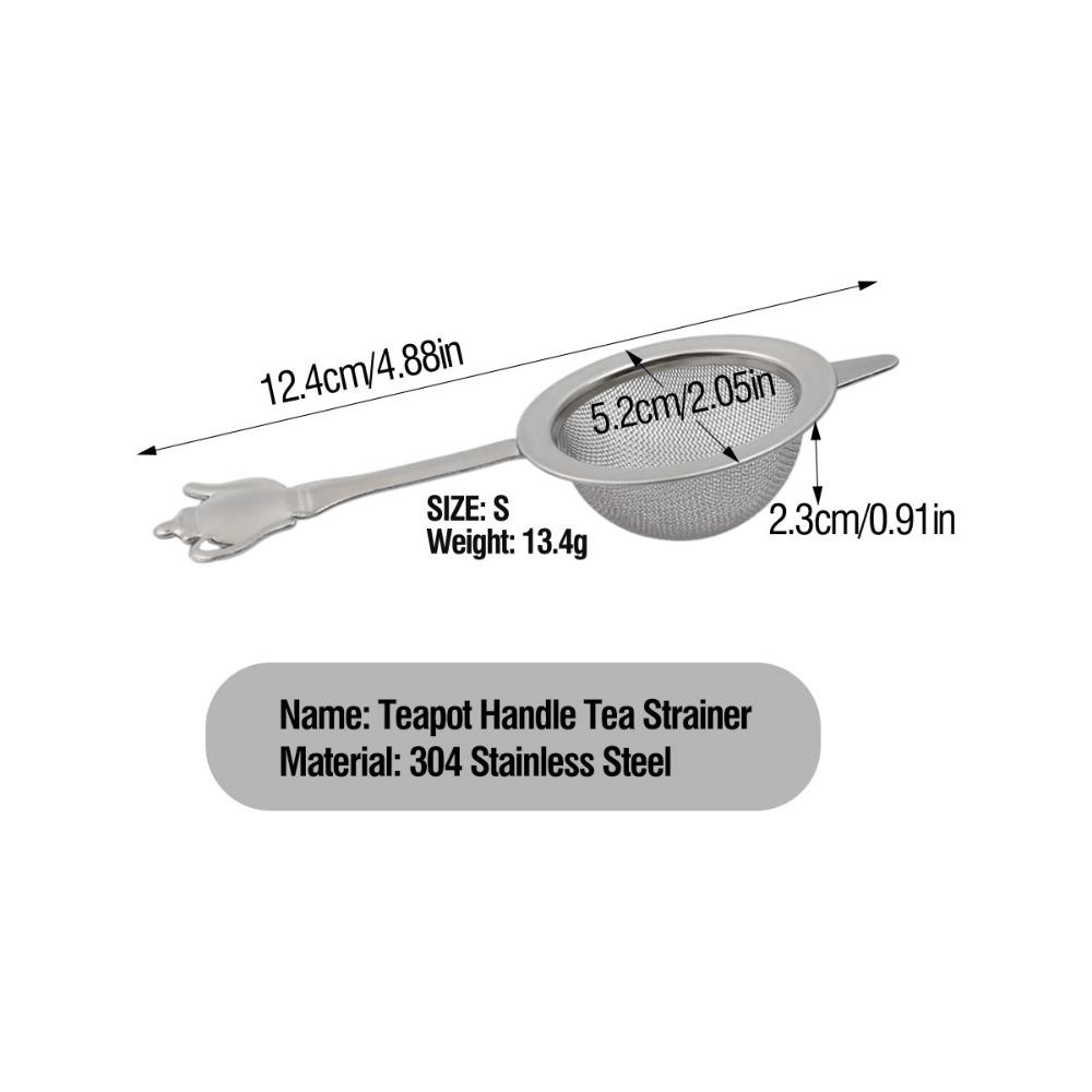 Teapot Handle Fine Mesh Strainer Very Fine Mesh Cocktail Sieve Portable Tea Strainer  for Kitchen Silver-5.2cm