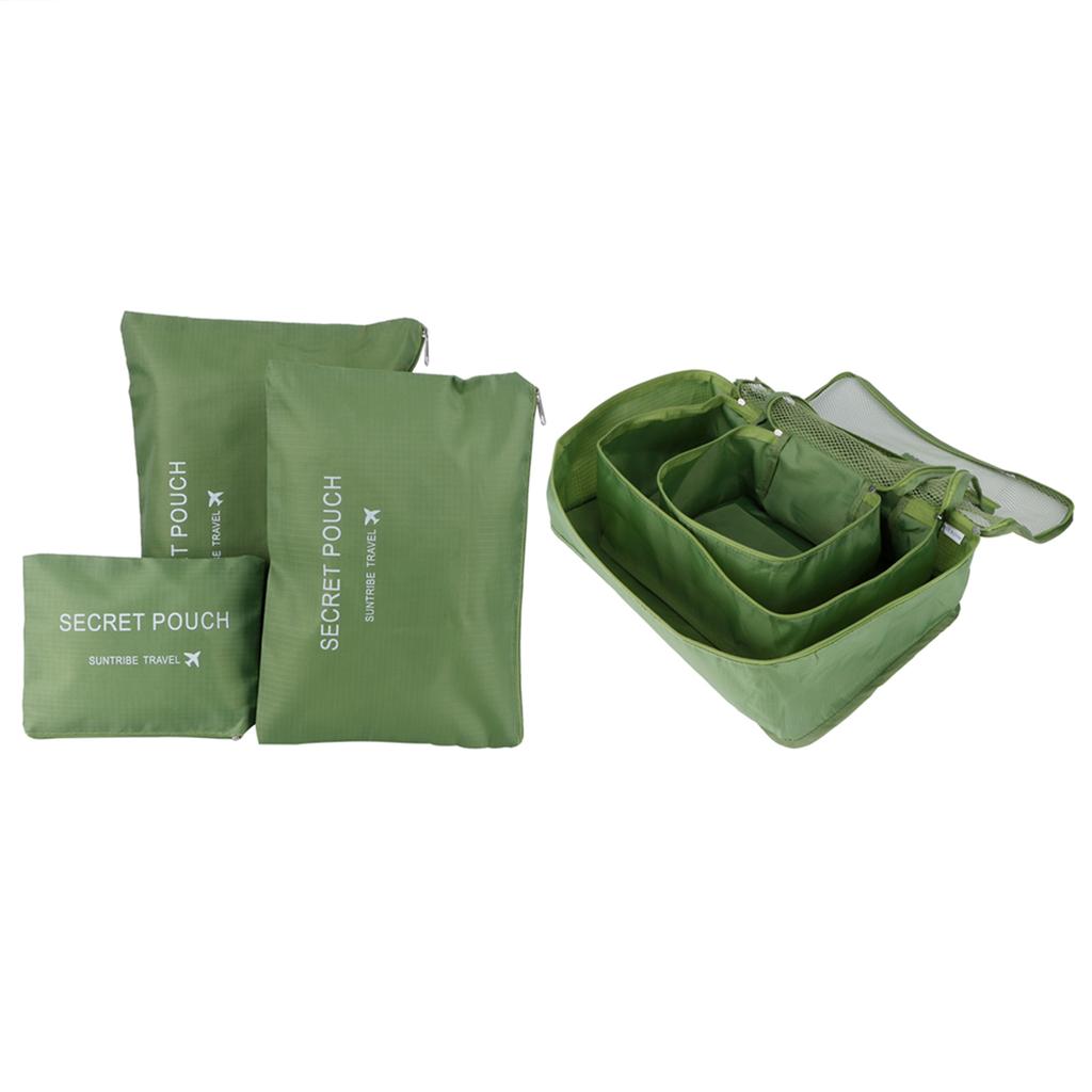 6Pcs/Set Storage Bag Clothing Sorting Bag Luggage Suitcase Packing Organizer for TravellingGreen