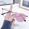 Retro Photochromic Anti-blue Light Glasses Fashionable Personalized Cat-eye Metal Women's Glasses  Gafas Hombre