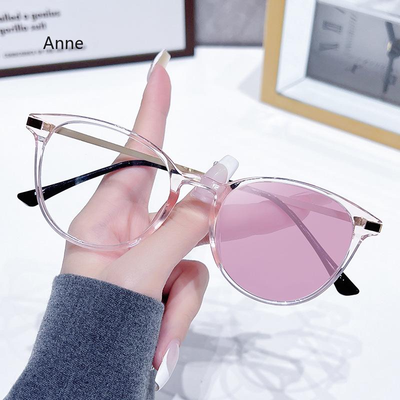 Retro Photochromic Anti-blue Light Glasses Fashionable Personalized Cat-eye Metal Women's Glasses  Gafas Hombre