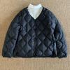 Autumn and winter new wavy quilted cotton clothes women's short stand-up collar light and warm beige liner jacket