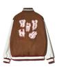 Peace Maker Teeth Varsity Wool Jacket (Beige)