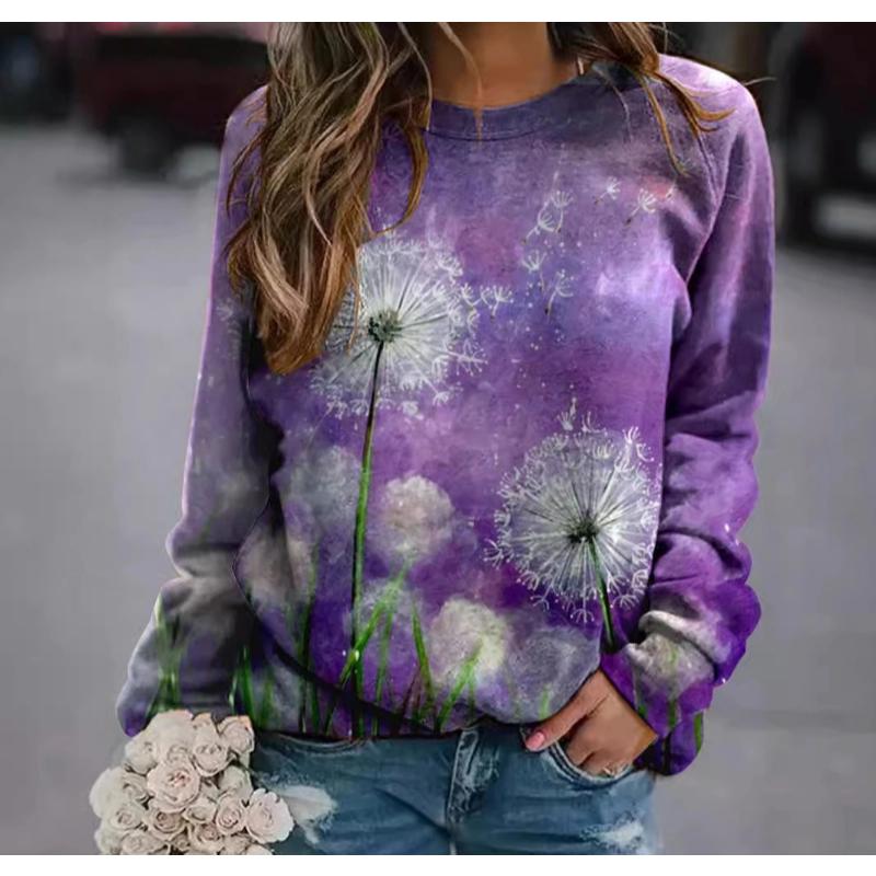 Europeisk herr rundhalsad tröja Vackra blommor Serie 3D-tryckt Casual Mode Topp