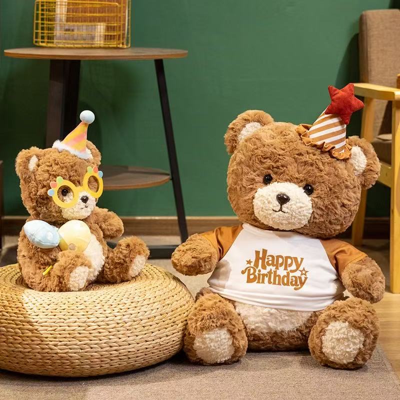 25/35cm Neuer Simulations-Festtagshut Teddybär Stofftier Plüschtier Cartoon Anime Niedliches Geschenk für Kindergeburtstag Lustige Puppe
