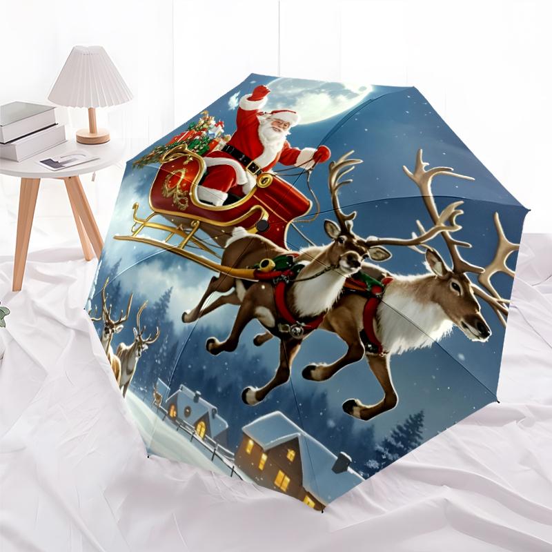 Chrismas Fashionable Automatic Opening/Closing Folding Umbrella. Portable and Foldable, Ideal for Gift, Travel, and Daily Use.