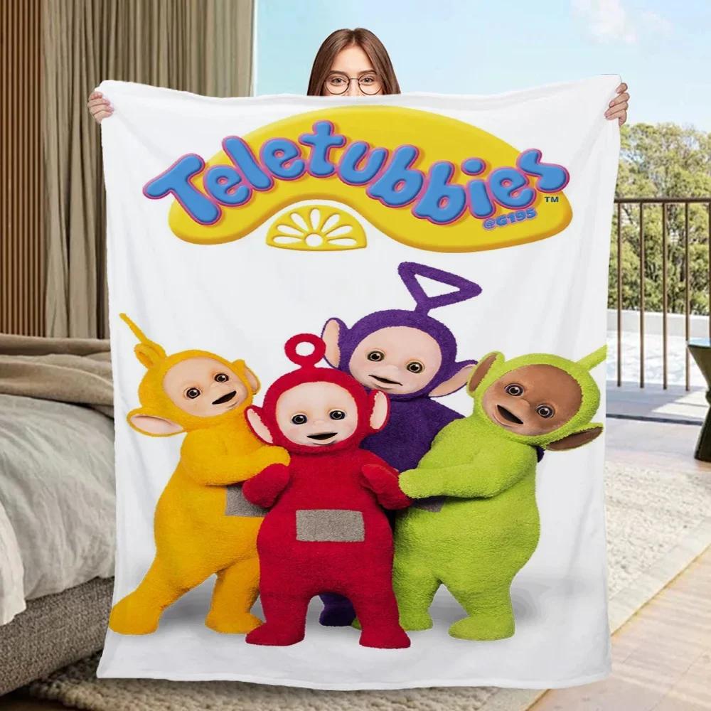 Teletubbies Dipsy Tinky Winky Po Lala Figure Flannel Air Conditioning Blanket Sleeping Winter Thickening Blanket Sofa Decor Gift 75cmx90cm