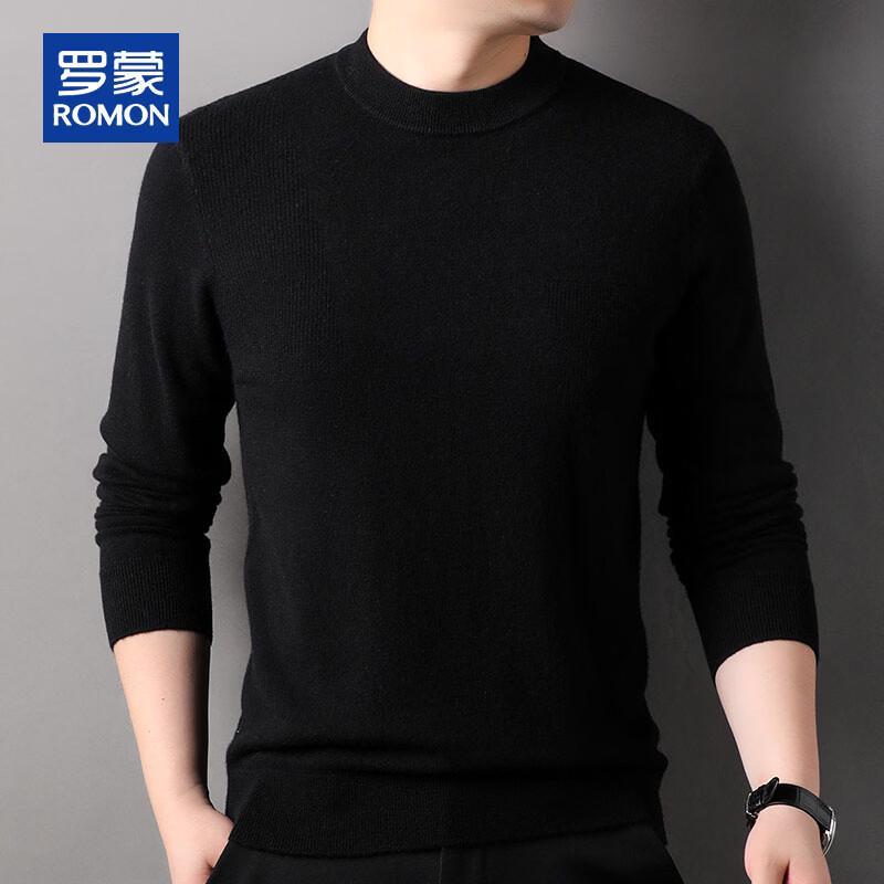ROMON Men's 100% Pure Wool Mock Neck Pullover Sweater
