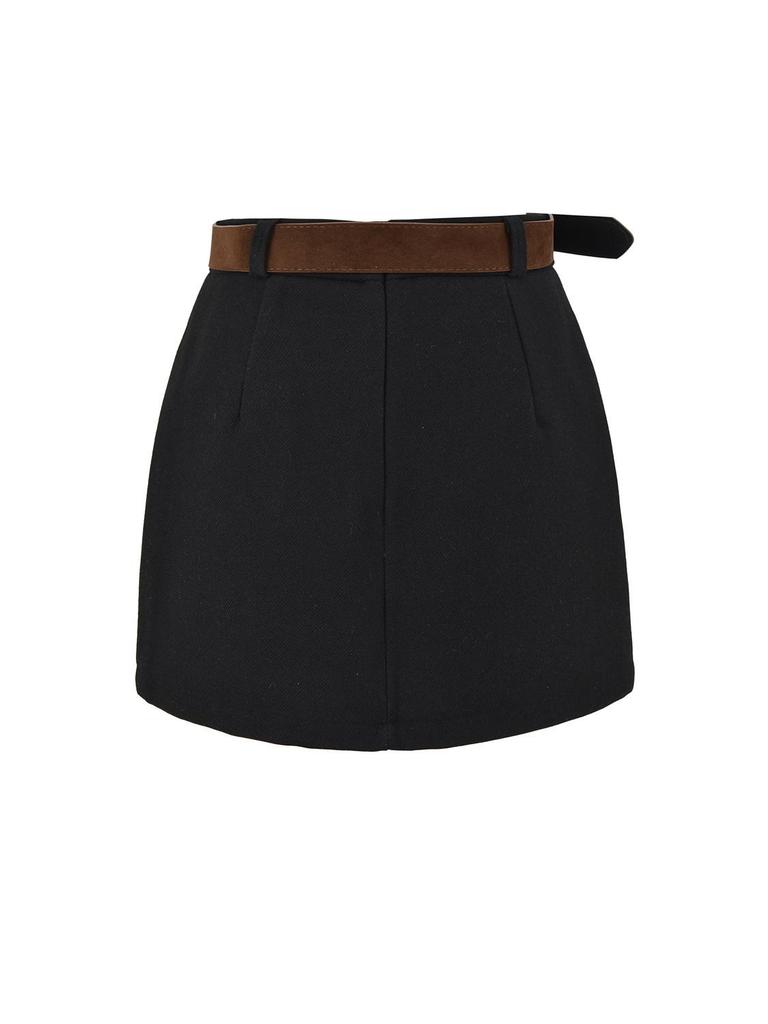 Gonna in lana retrò coreana da donna Autunno/Inverno 2025: Versatile Minigonna Aderente con Vita Petite