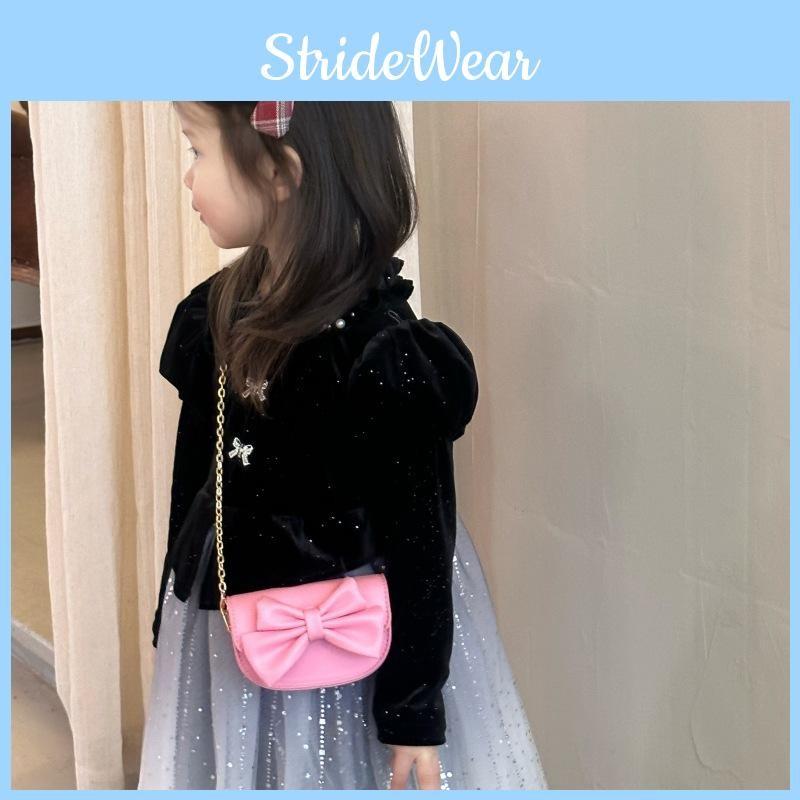 Bow Cute Decoration Solid Color Children Shoulder Chain Bag For Outings Casual