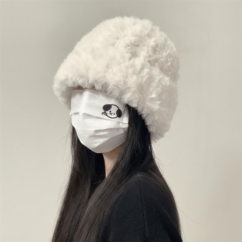Thickened Plush Winter Hat Coldproof Warm Beanie Hats Cute Winter Fluffy Fur Hat\ Outdoor