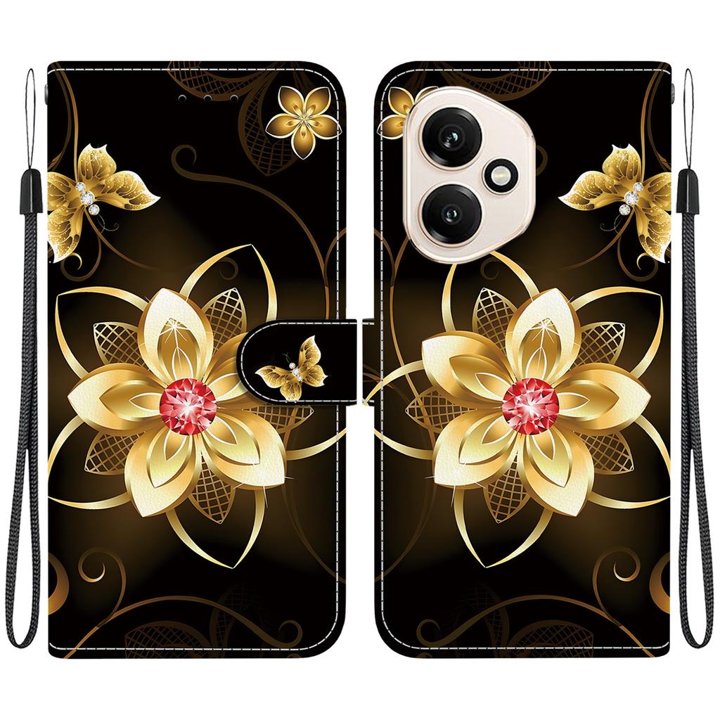 For Honor 400 5G (Global) Case Pattern Printing Leather Flip Wallet Phone Cover with Lanyard