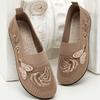 Women' Slip- Loafers with Floral Embroidery - Breathable Knit Soft Sole Non-Slip Sole Suitable for Mom Sneakers, Outdoor Footwear, Women Shoes