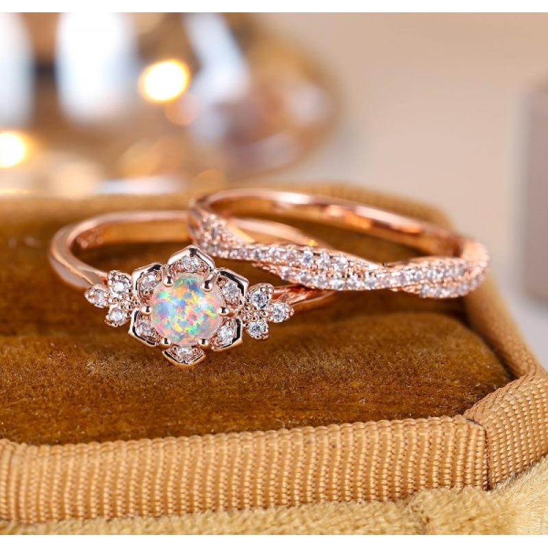 SHEINTemu Popular European and American Rings, Luxury Retro Opal Rings