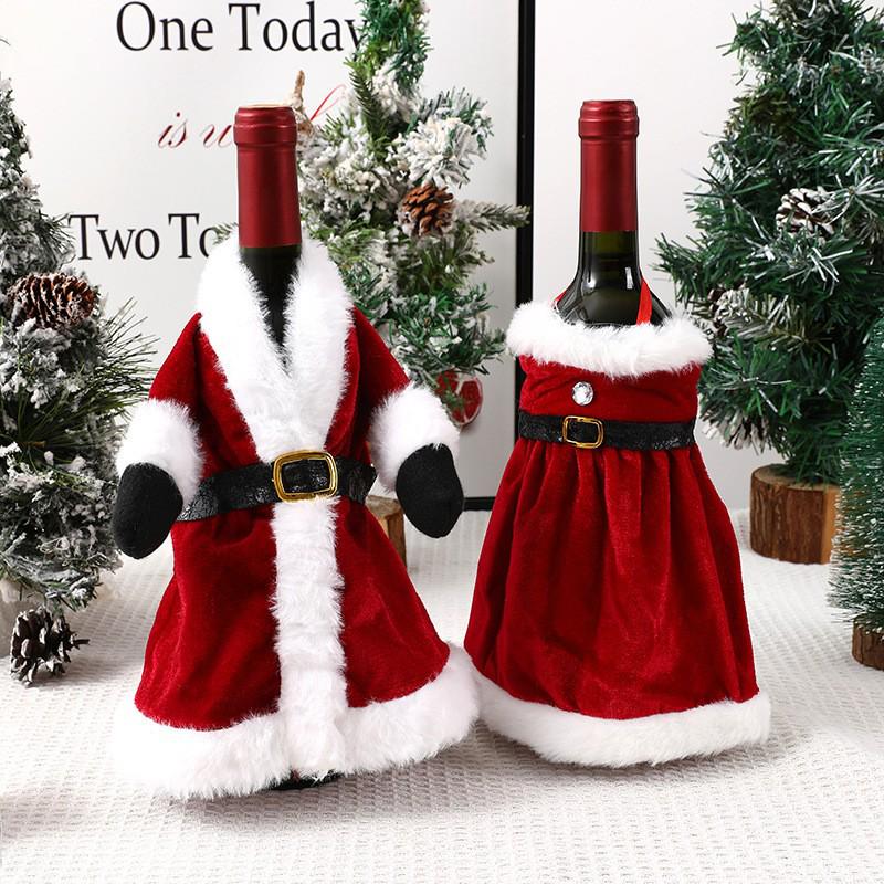 Festive Cartoon Wine Bottle Covers for Christmas Table Decor