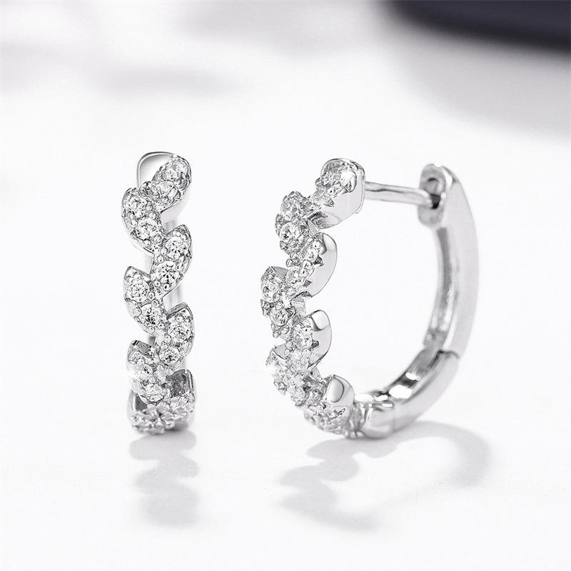 Simple Shiny White Zircon Circle Hoop Earrings for Men and Women Daily Wedding Party Fashion Jewelry