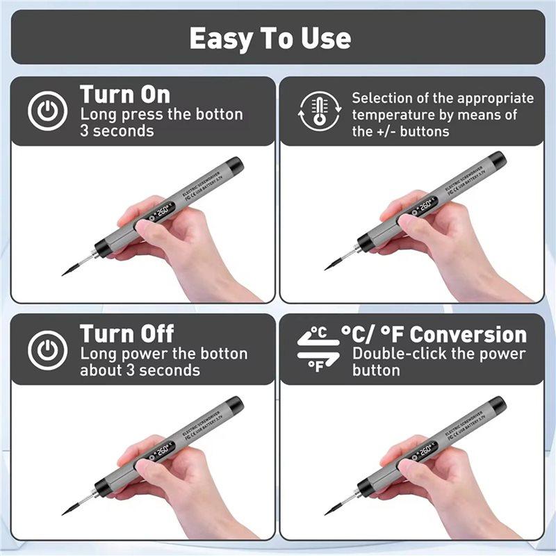 ABBP-3X Mini Cordless Soldering Iron Kit USB Portable Soldering Iron With LCD Adjustable Temperature Soldering Kit Gray