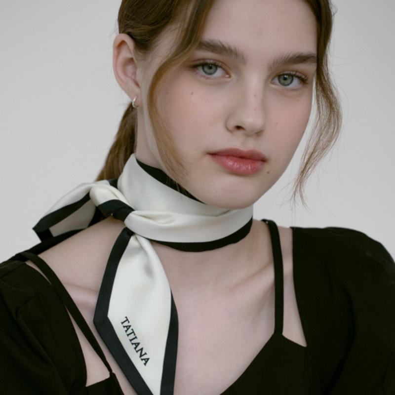 TATIANA Hepburn Lettering Twilly Silk Scarf SF2086