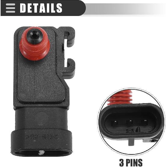 Motoforti MAP Manifold Air Pressure Sensor, Manifold Absolute Pressure Sensor Replacement, for Chevrolet Cavalier 2.2L 1998-2005, Plastic,