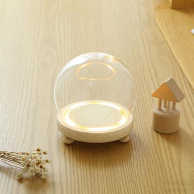 Preserved Flower Glass Dome Display Case Clear Cover Wood Base Decorative Desktop Craft Home Ornament Glass Dome Display Case