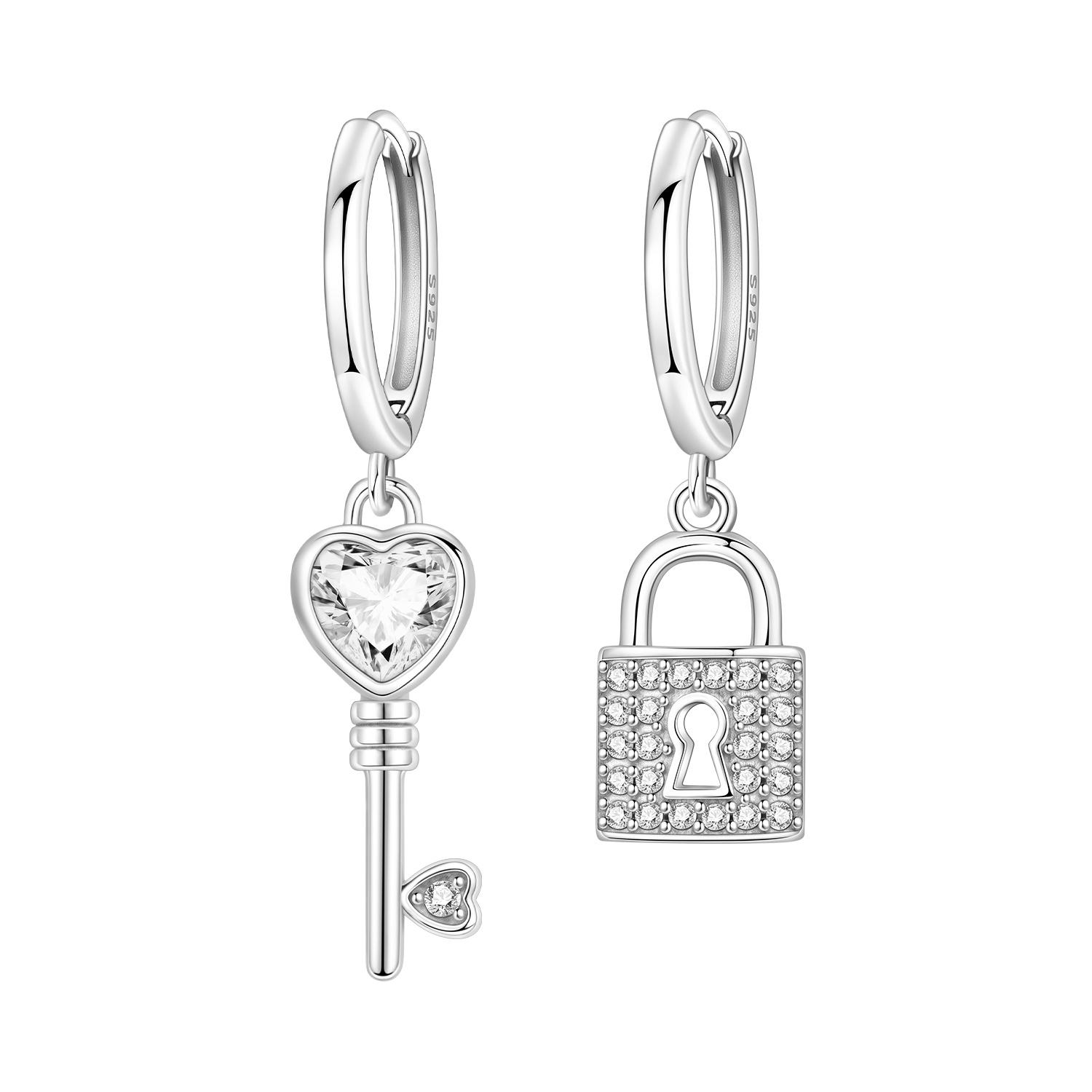 Orstarry 925 Silver Asymmetric Design Earring Key Lock Earrings Drop Earrings For Women Party Gifts Trendy Jewelry