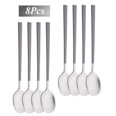 8Pcs Dinner Spoons Tableware Set Stainless Steel Cutlery Set Matte Flatware Set Dessert Stirring Spoons Kitchen Dinnerware Set