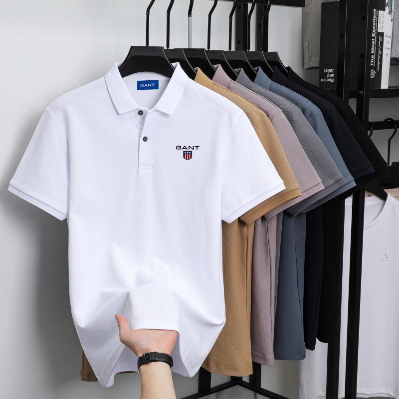 

GANT Summer Men s New Embroidered Solid Color Mercerized Cotton Loose Moisture Wicking and Quick Drying Casual Polo Shirt L білий