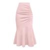 Women Fishtail Skirt High Waist Slim Fit Hip Wrapped Midi Skirt with Large Hem Solid Color Office Lady Skirt