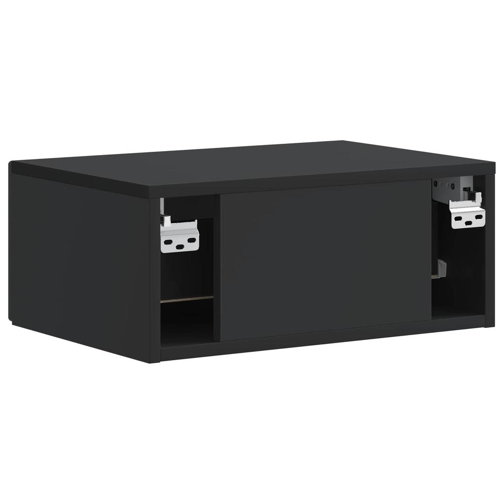 Wall Mounted Nightstand Black 49 x 34.5 x 20 cm