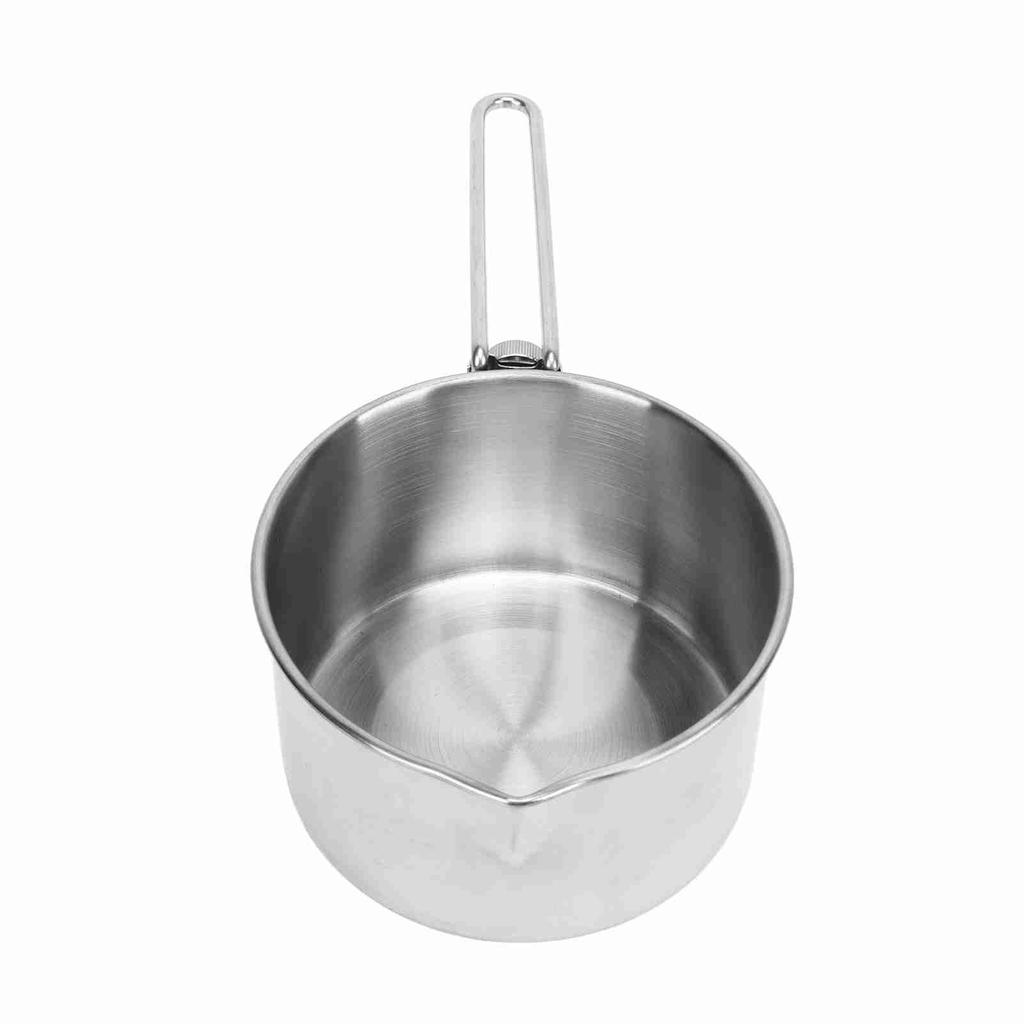 Camping Pot 304 Stainless Steel Portable Camping Kettle with Foldable Handle for Picnic Hiking 1L