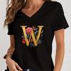 Women Tshirts AZ 26 Alphabet Flower Vintage Design Premium Tshirt Vintage Butterfly Flower 26 English Alphabet Summer Tshirt
