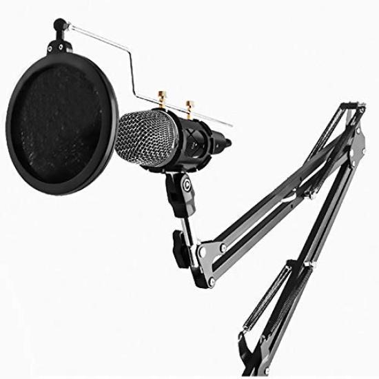 Desk Arm Microphone Stand Tabletop Telescopic Holder Flexible Arm Clamp for Microphone Studio Microphone Condenser Microphone Stand Arm Set Foldable